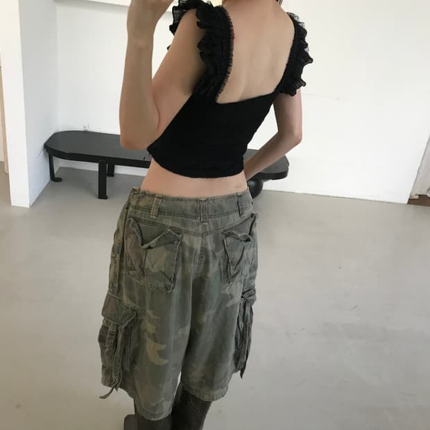 vintage black frill sleeveless