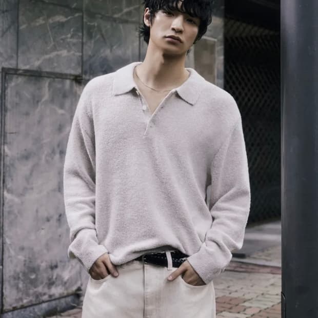 무신사스탠다드 부클 칼라드 니트 [오트밀]