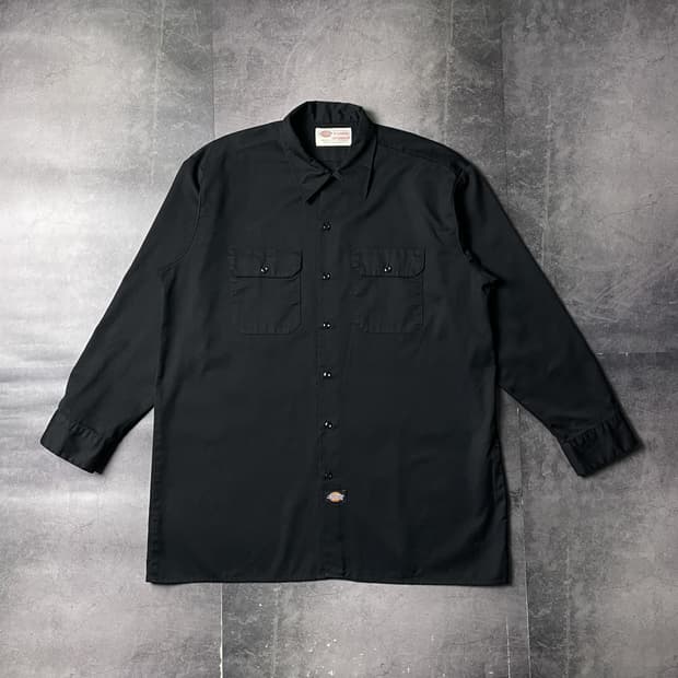 DICKIES 디키즈 빈티지 블랙 플랩포켓 워크 셔츠 A00997