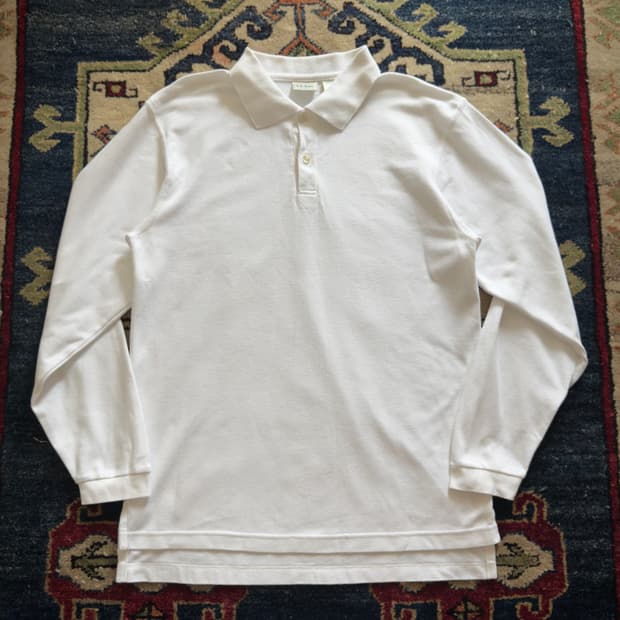 90s 엘엘빈 made in USA 화이트 피케 롱슬리브