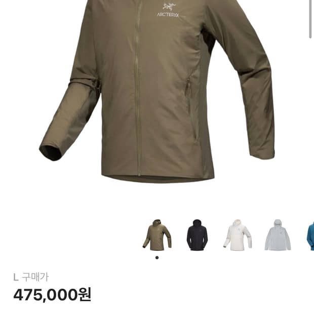 아크테릭스 아톰 sl 후디 타츠 L