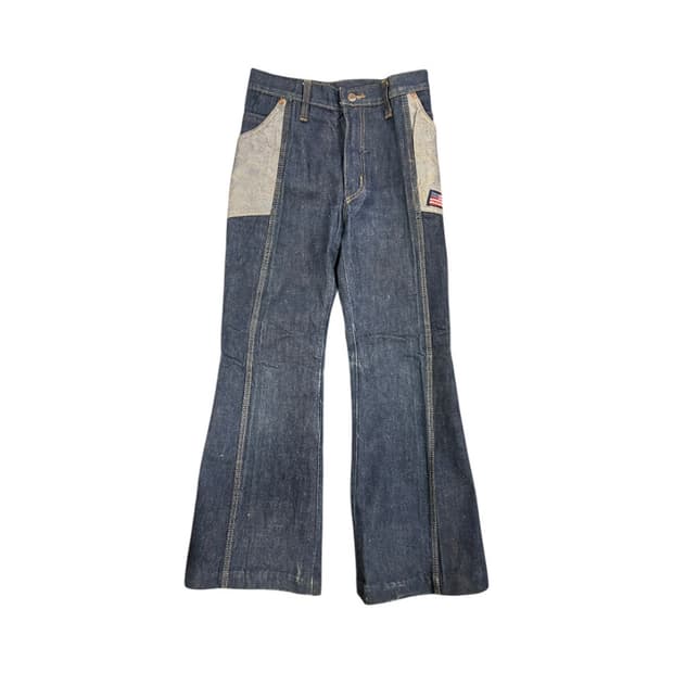 W-M) 에드윈 인디고 성조기패치 워크 포켓 플레어 데님팬츠 BD-053