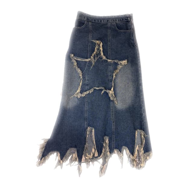Star Damage Vintage grunge Long Skirt