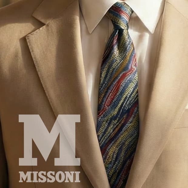 미쏘니 실크 블루 멀티 패턴 넥타이 9.8cm A등급 K2138