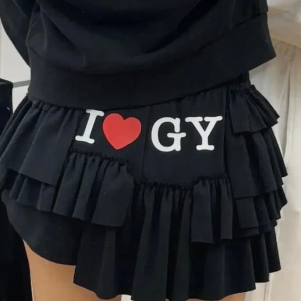 글로니 러플 스커트 블랙( 아이러브글로니)