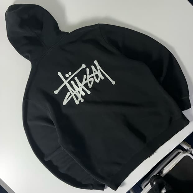 Stussy  스투시 베이직 빅스탁로고 블랙 후드집업 