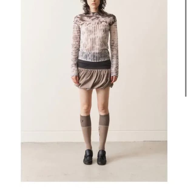 오들리워크샵 Cowhide Stripe Mesh Tee