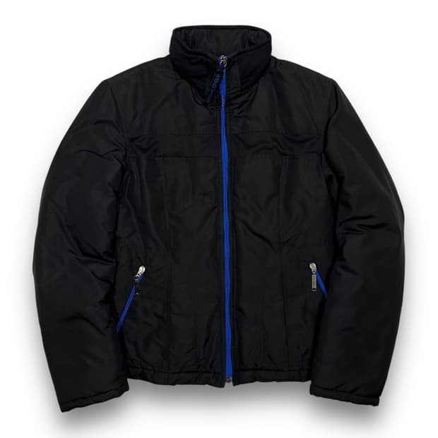 베르사체 진스 꾸뛰르 90s 락시크 블루 디테일 지퍼 패딩 자켓