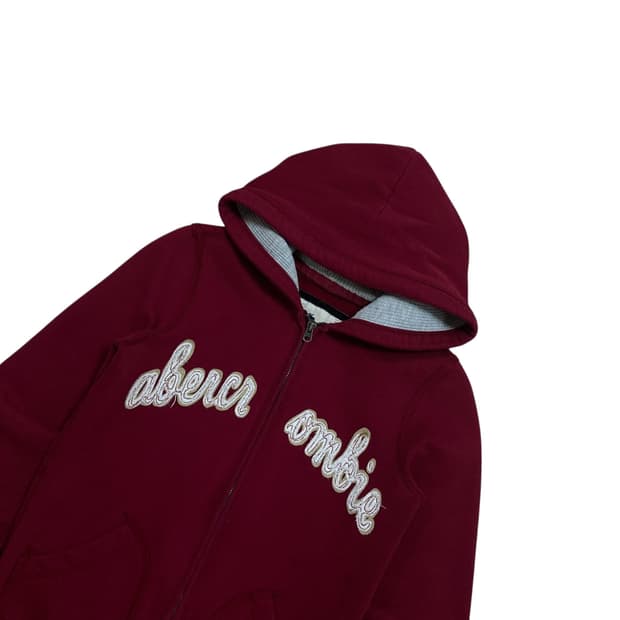 아베크롬비 Y2K 스펠아웃 버건디 컬러 후드집업