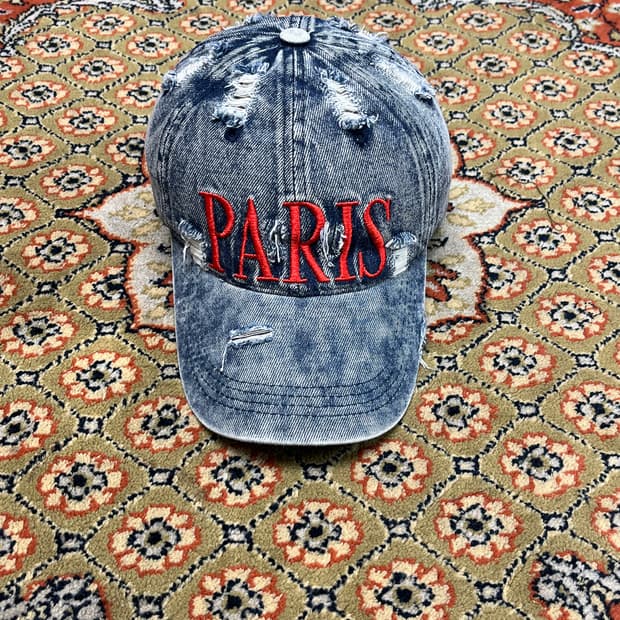 [FREE] Paris 데미지 데님 볼캡
