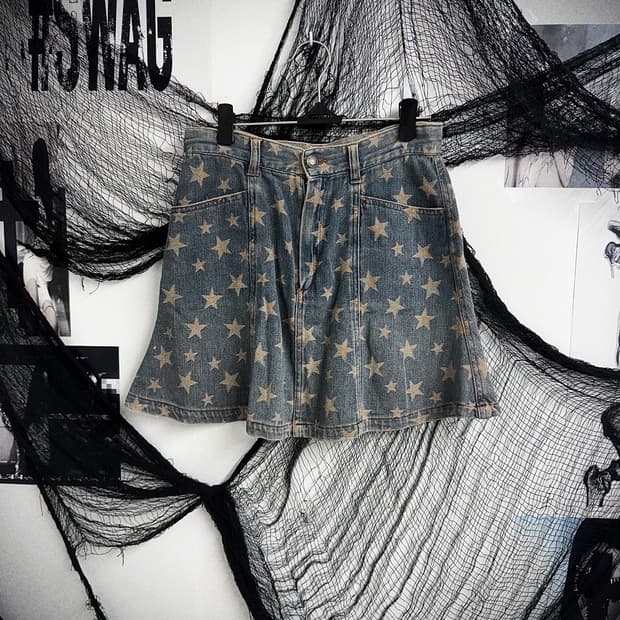 00s star pattern denim skirt