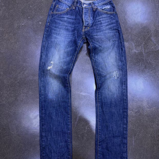 디스퀘어드2 슬림핏 블루 디스트로이드 빈티지 데님팬츠 46
