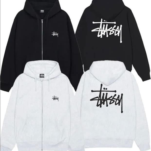 (정품/새상품) 스투시 후드집업 블랙/애쉬그레이