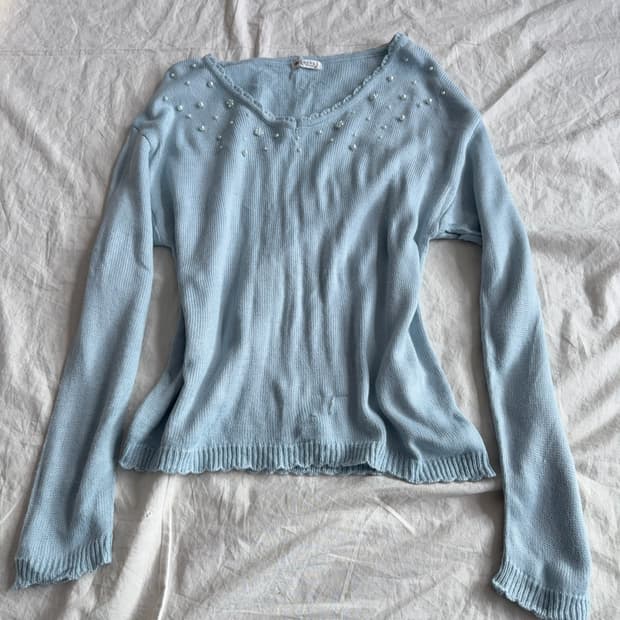 엑시즈팜 스카이블루 러블리 니트