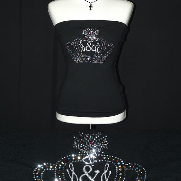 y2k crown rhinestone top 