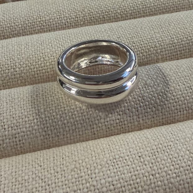 새상품 여성 신주 은도금 두줄링 반지