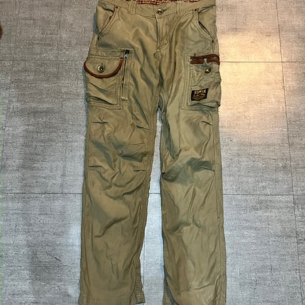 Edwin 에드윈 보헤미안웨스턴 스트릿 사이드지퍼 롱팬츠 카키베이지