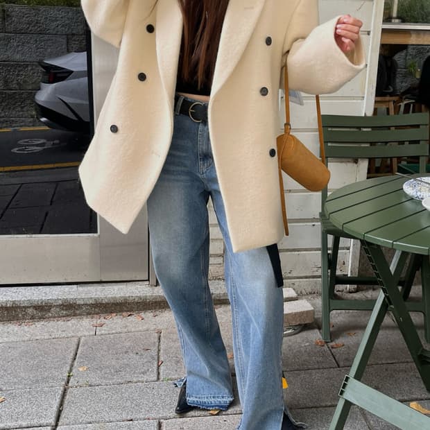 도매택 메이드 알파카 코트 아이보리