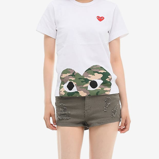 COMME DES GARCONS 카모플라주 엣지 하트 티셔츠