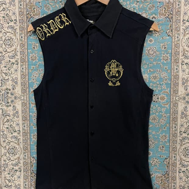 JPN Y2K 고딕 슬리브리스 셔츠1683