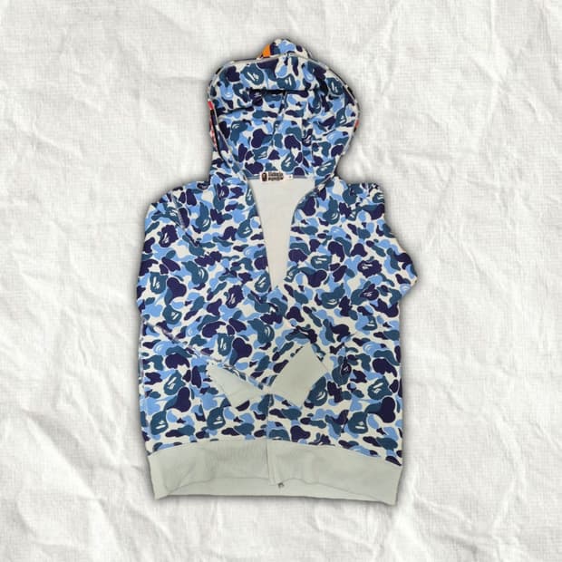 베이프 abc카모 샤크 후드집업 블루