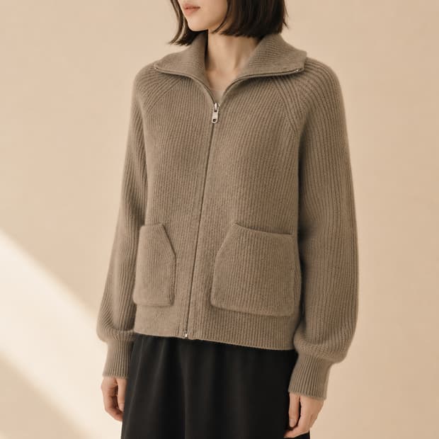 BEAKER 비이커 22FW 아웃포켓 칼라넥 니트 집업 카디건 ~55