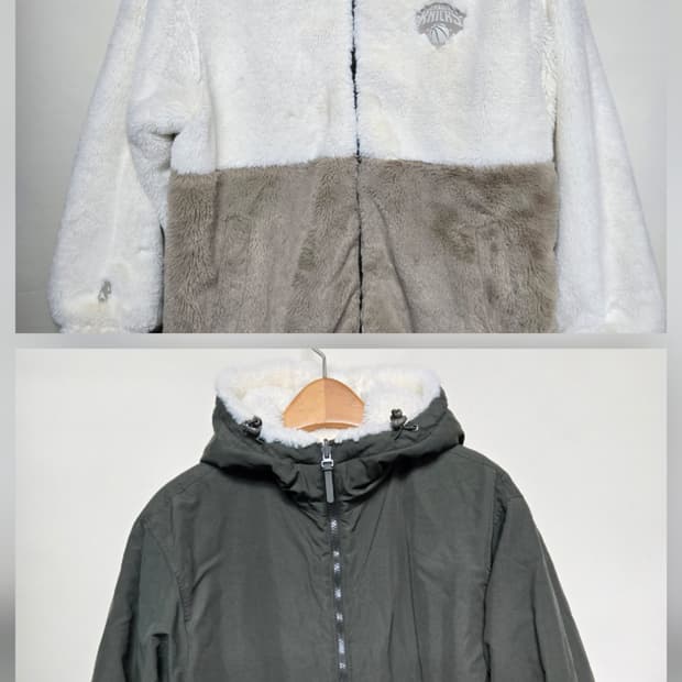 NBA 뉴욕 닉스 양털/패딩 리버시블 후드 자켓 S