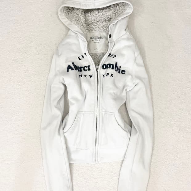 Abercrombie 아베크롬비 화이트 양털 퍼 후드집업