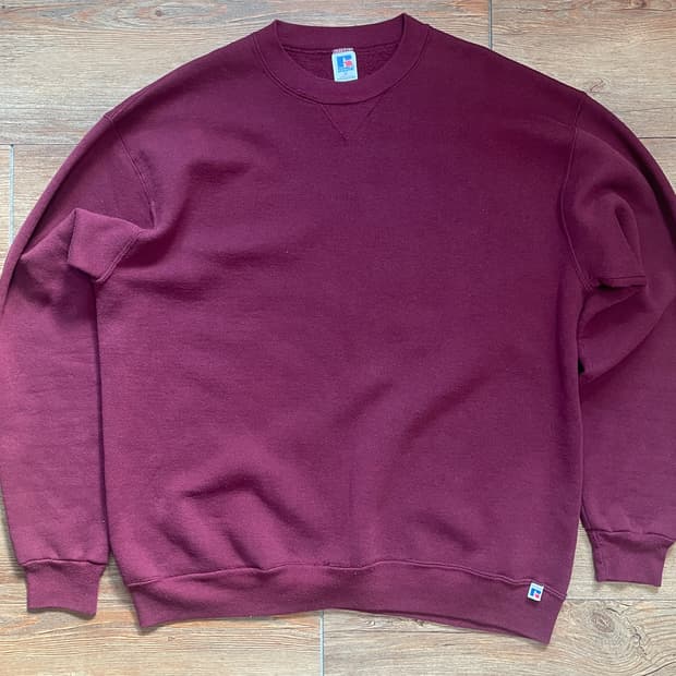 80s 러셀 애슬레틱 스웻셔츠 버건디 XL 미제🇺🇸