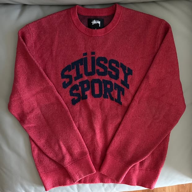 스투시 스포츠 니트 스웨터 M 레드