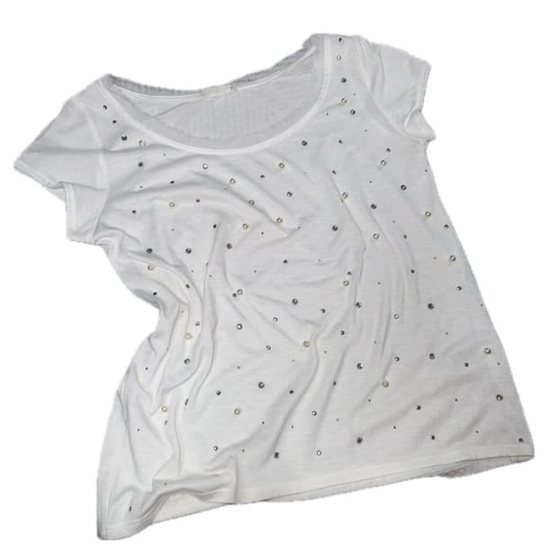 jpn vtg 진주 스터드 반팔티