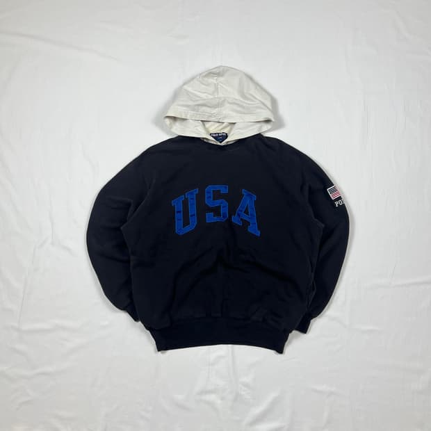 90’s 폴로스포츠 usa 플래그 로고 후드티