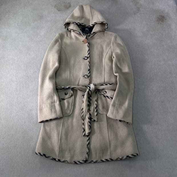 W 95 버버리 90s 니트 후드 코트