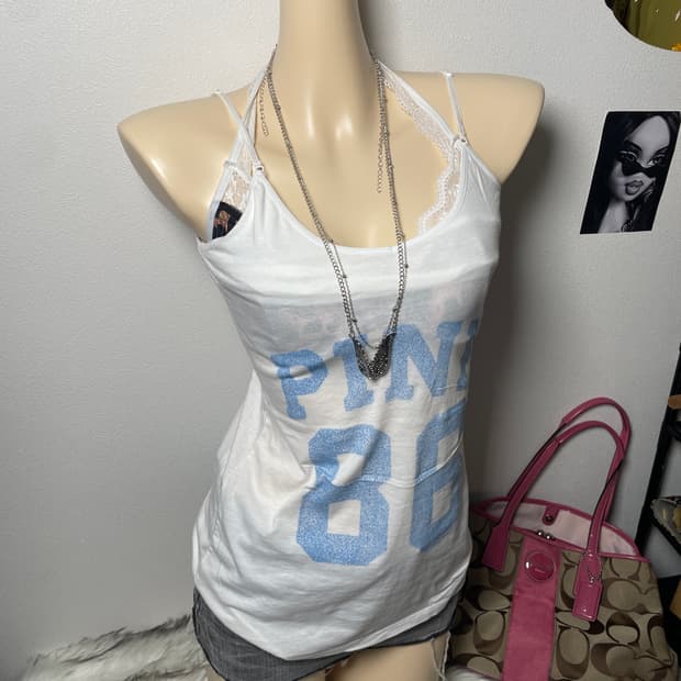 Pink 하늘색 나시 슬리브리스