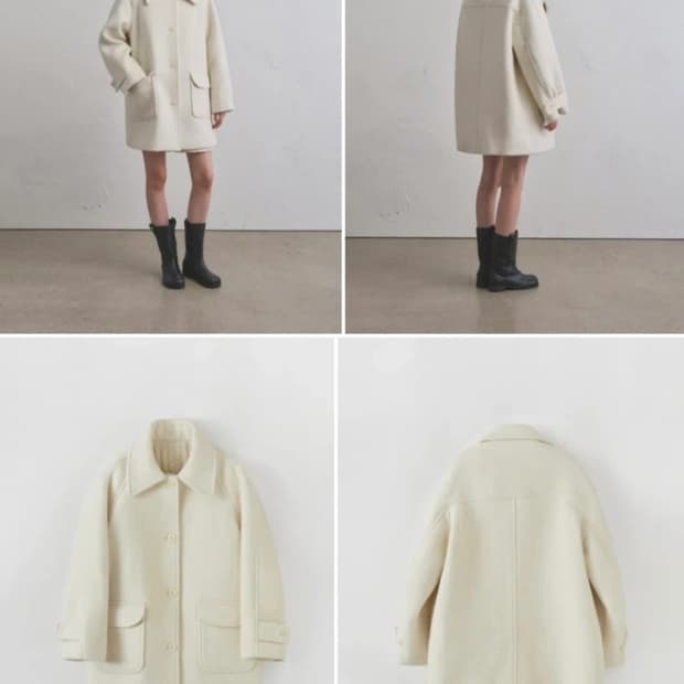 오로 부클 하프 울 코트 아이보리 m