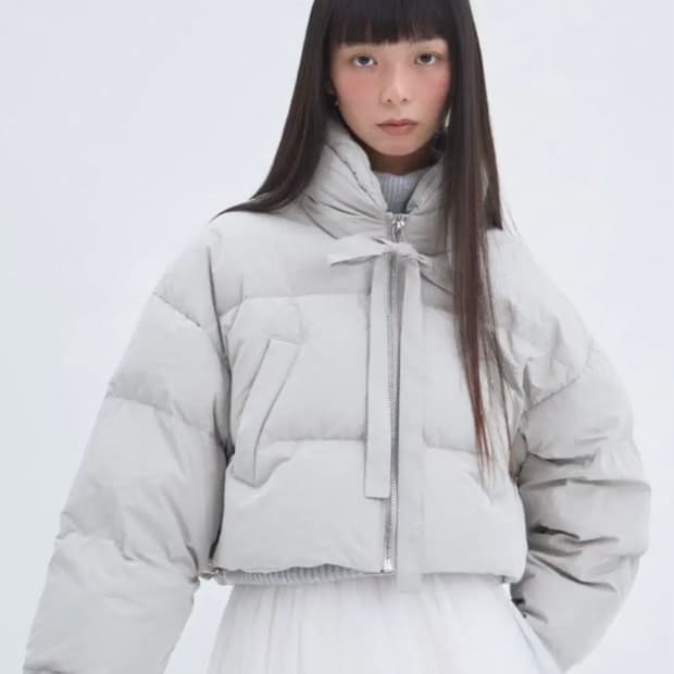 더티스 리본 덕 다운 패딩