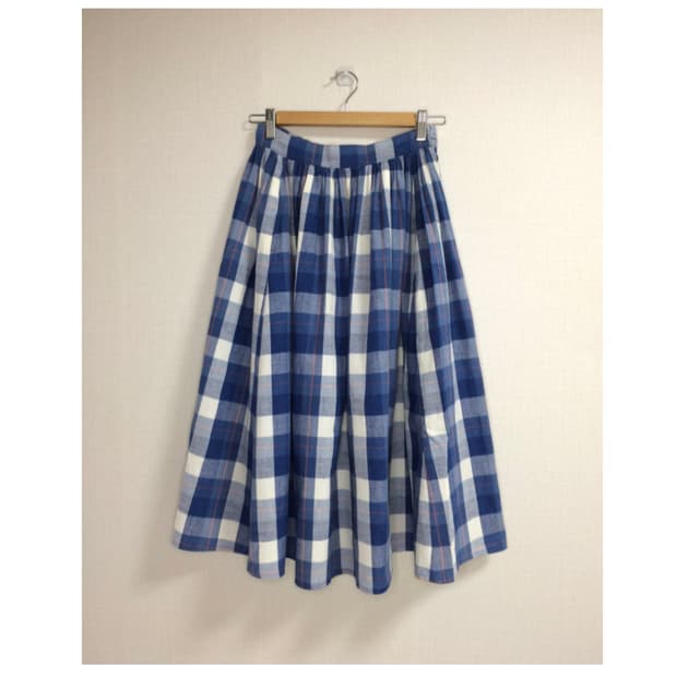 Beams boy 빔즈보이 블루 체크 스커트