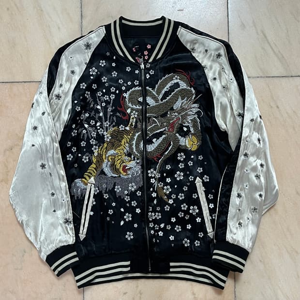 vtg 일본빈티지 풀자수 용호상박 리보시블 스카쟌