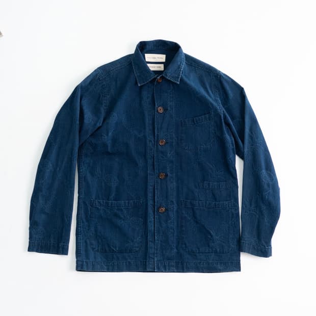 유니버셜 웍스 인디고 파인애플 자카드 워크 자켓