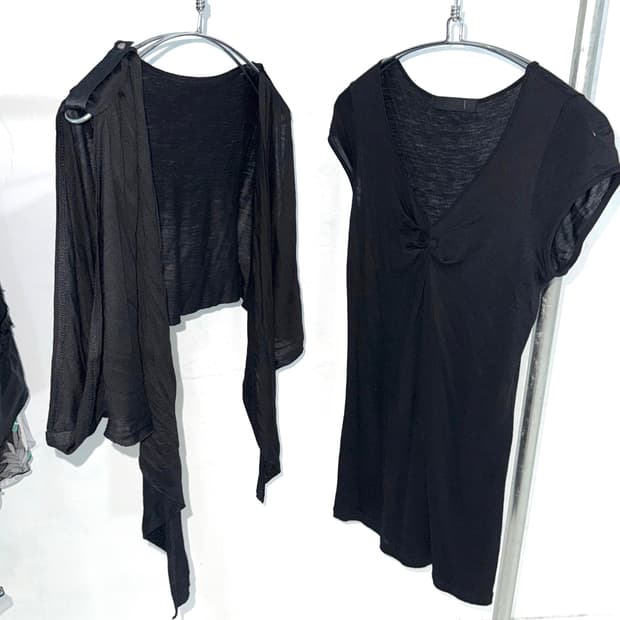 Black Cardigan+ Short Top