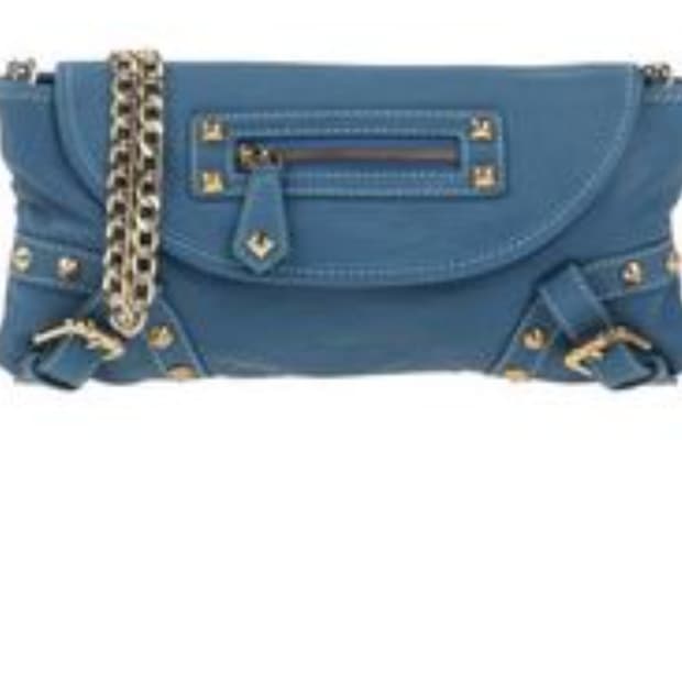 발망 가죽 체인 숄더백 블루