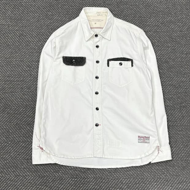 플래시 리포트 화이트 아메카지 셔츠 v0382