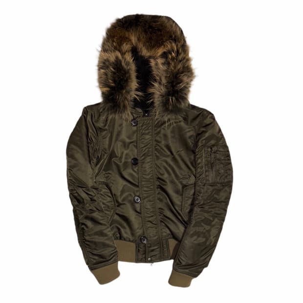 Shellac Fur Nylon Bomber Jacket