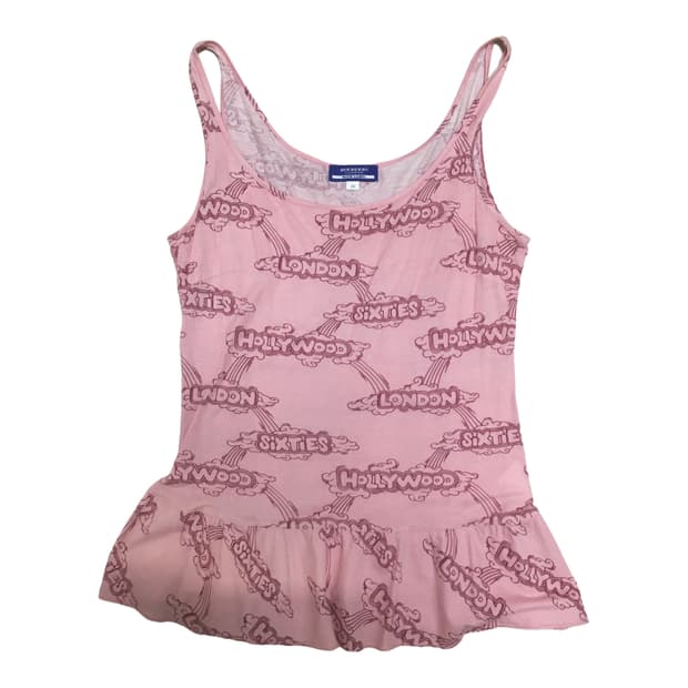 버버리 핑크 로고 슬리브리스