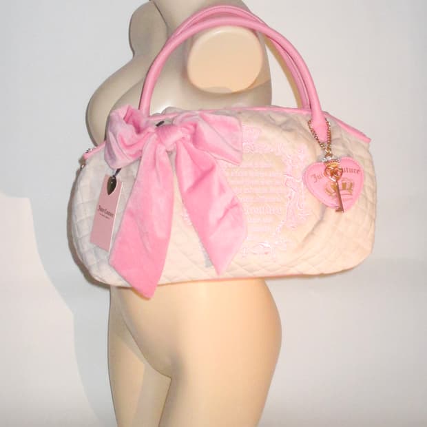 쥬시 꾸뛰르 발레백 스타일 퀼팅 벨로아 숄더백 핑크