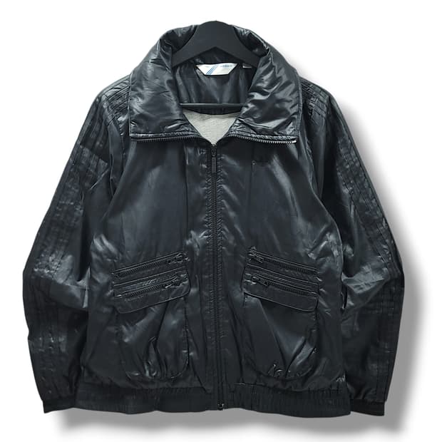 [100] 아디다스 파이어버드 올 블랙 유광 유틸리티 집업 자켓