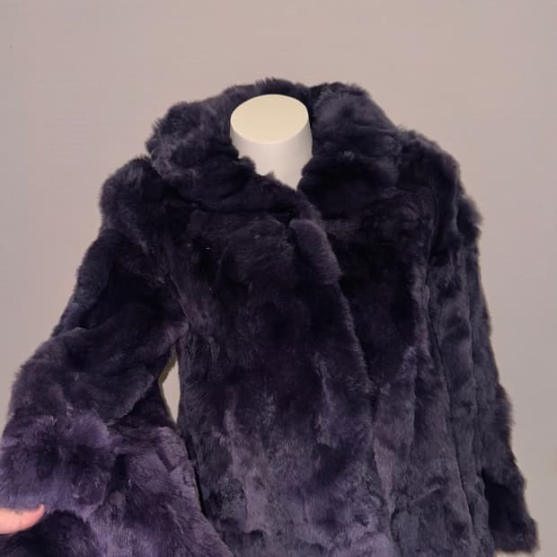 빈티지 퍼플 토끼털 퍼자켓