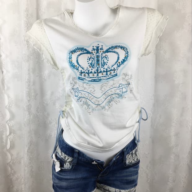 JPN crown painted shirring top