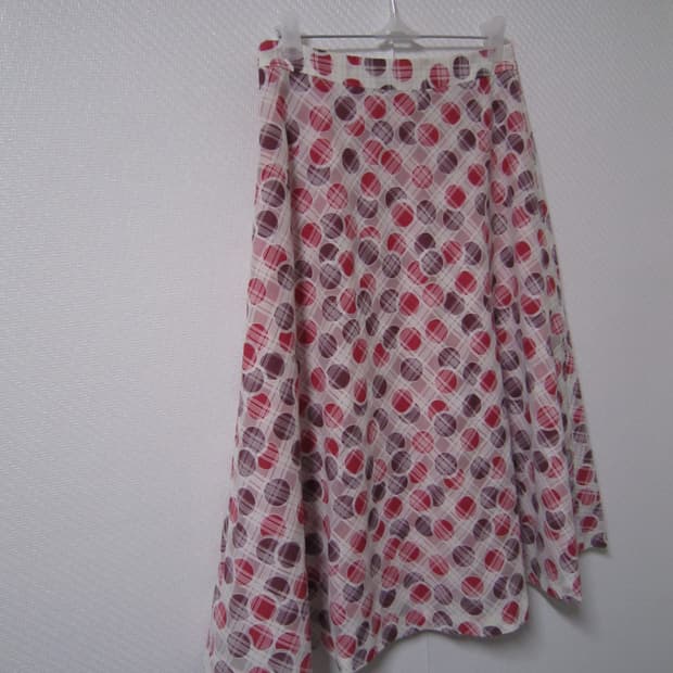 vintage dot check mid skirt