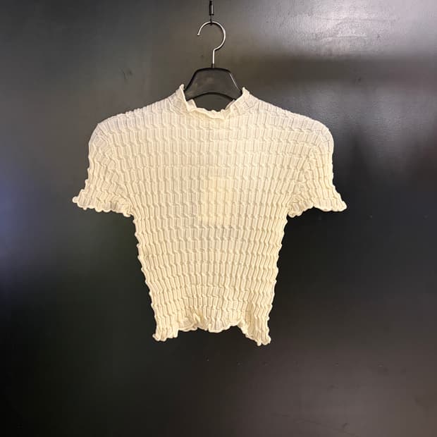 루스 반소매 립 스티치 니트